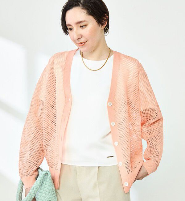 NOLLEY'S「《手洗い可能》メッシュ長袖Vネックカーディガン」|カーディガン|