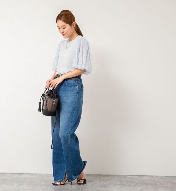 NOLLEY'S sophi「《手洗い可能》袖チュールプルオーバーニット」|ニット・セーター|