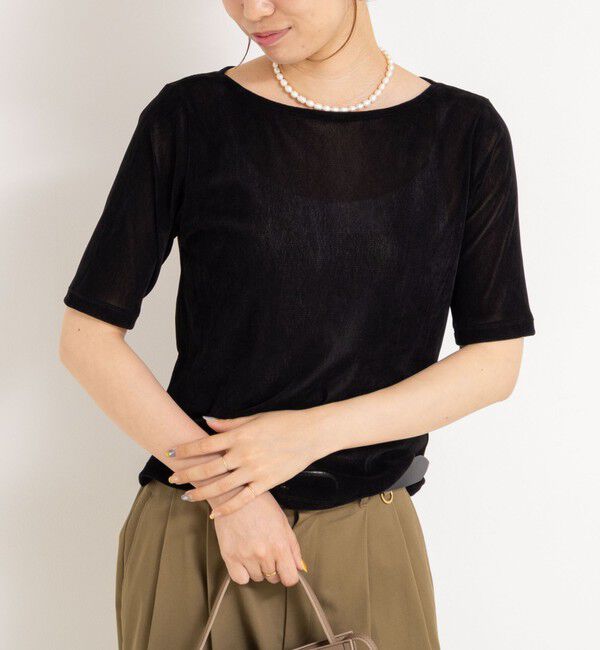 NOLLEY'S「フロッキーチュールボートネックプルオーバーカットソー」|Tシャツ・カットソー|