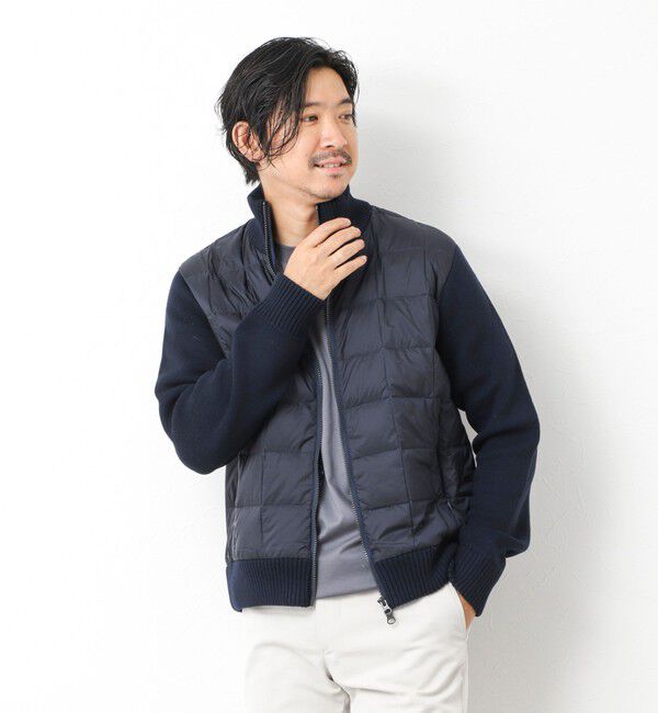 NOLLEY'S goodman「【TAION/タイオン】別注HI NECK DOWN JKT WITH SLEEVE KNIT 25AW」|ブルゾン・スタジャン|