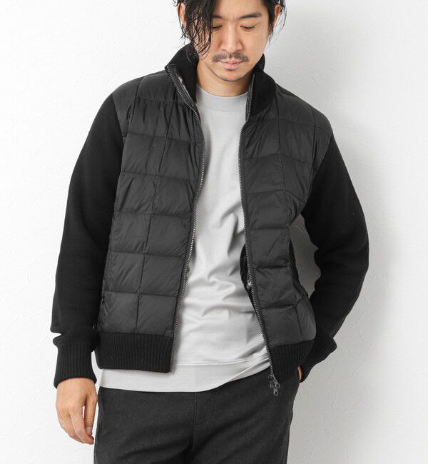 NOLLEY'S goodman「【TAION/タイオン】別注HI NECK DOWN JKT WITH SLEEVE KNIT 25AW」|ブルゾン・スタジャン|ブラック