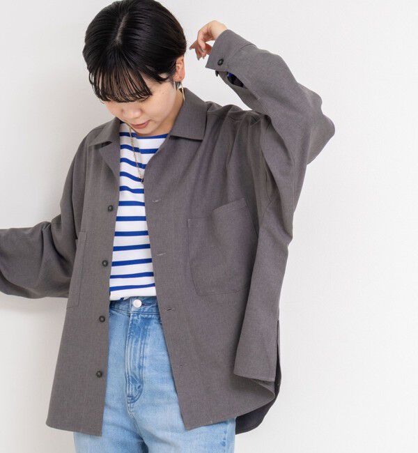 Rie Miller「《セットアップ対応》オープンカラービッグシルエットシャツ」|シャツ・ブラウス|