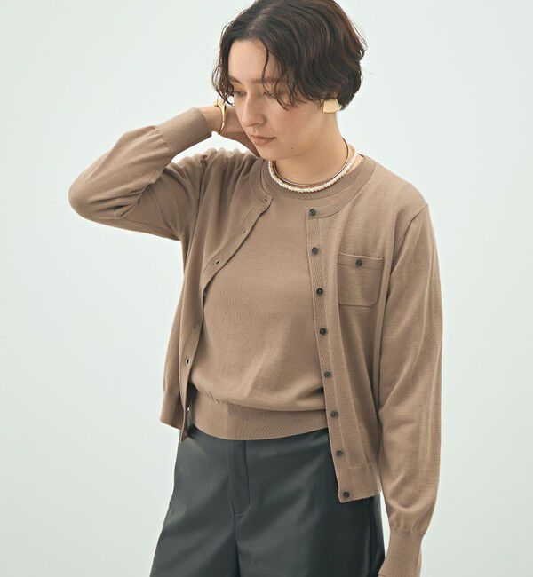 NOLLEY'S sophi「《アンサンブル対応》《手洗い可能》ウール100クルーネックカーディガン」|カーディガン|