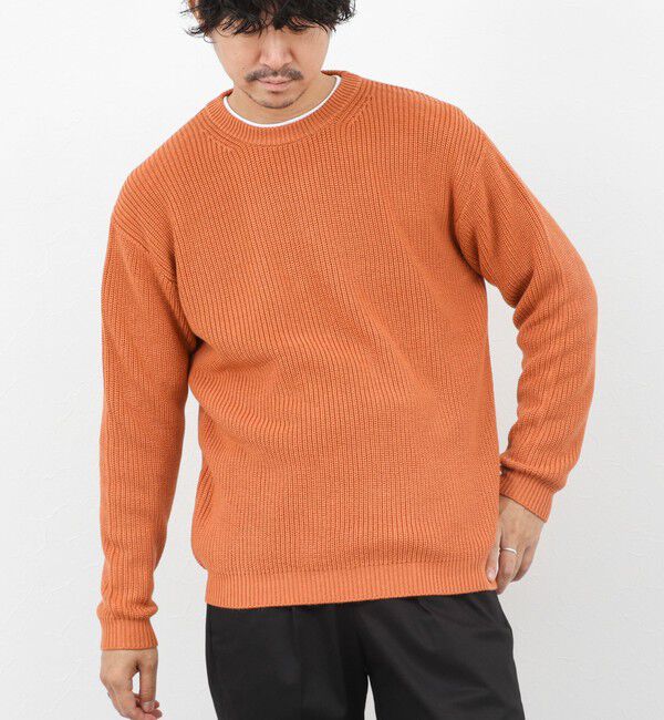 NOLLEY'S goodman「《2点セット》ウォッシャブル/抗菌加工 片畦7Gプルオーバー(ロンT付) 25AW」|ニット・セーター|オレンジ