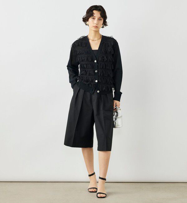 NOLLEY'S「《手洗い可能》チュールフリンジVネックカーディガン」|カーディガン|