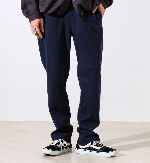 GLOSTER「【Deep Shape】微起毛ストレッチ イージーパンツ」|チノ|ネイビー