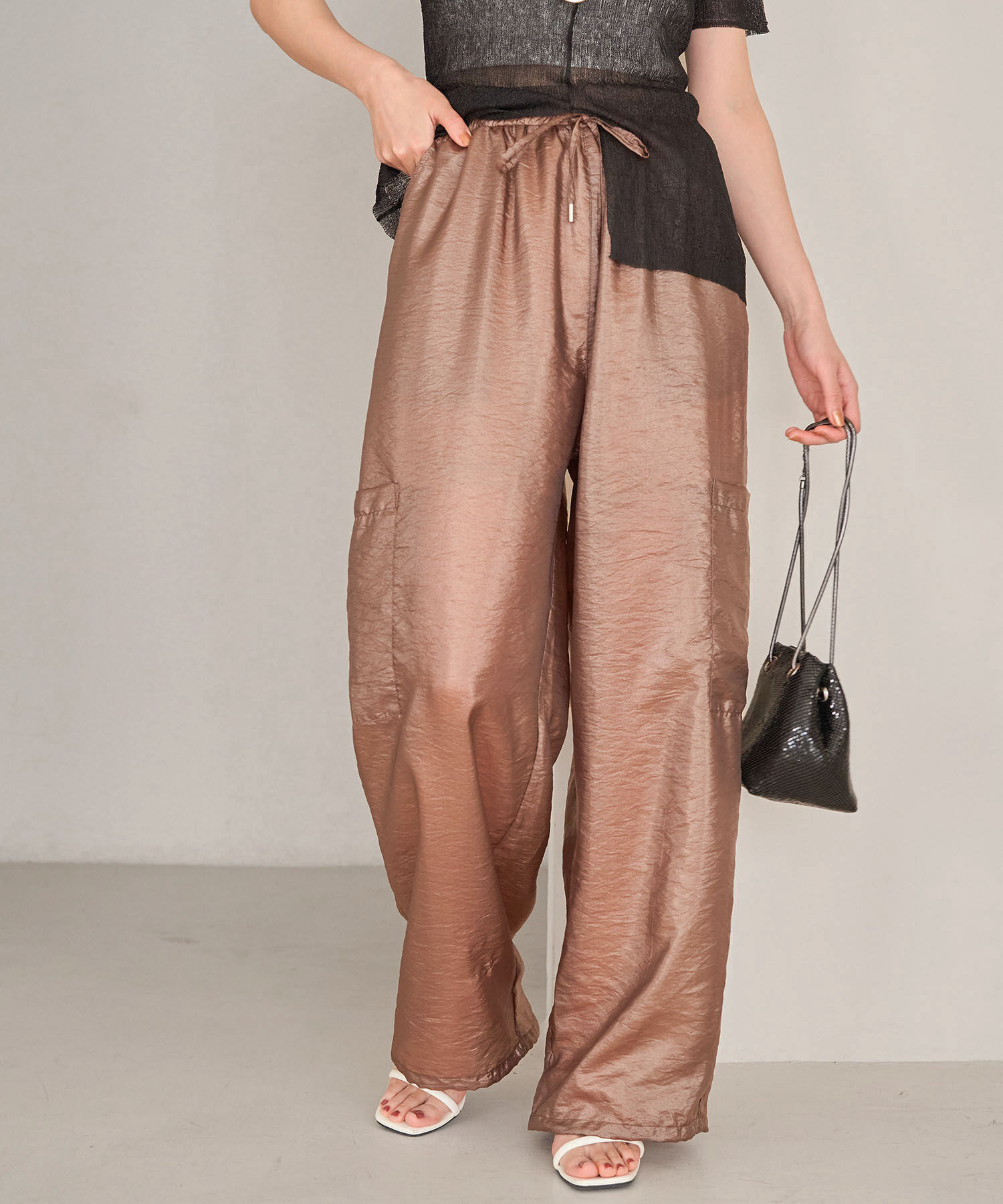 VIS「【洗える】シアーカーゴパンツ」|カーゴ|ブラウン(22)