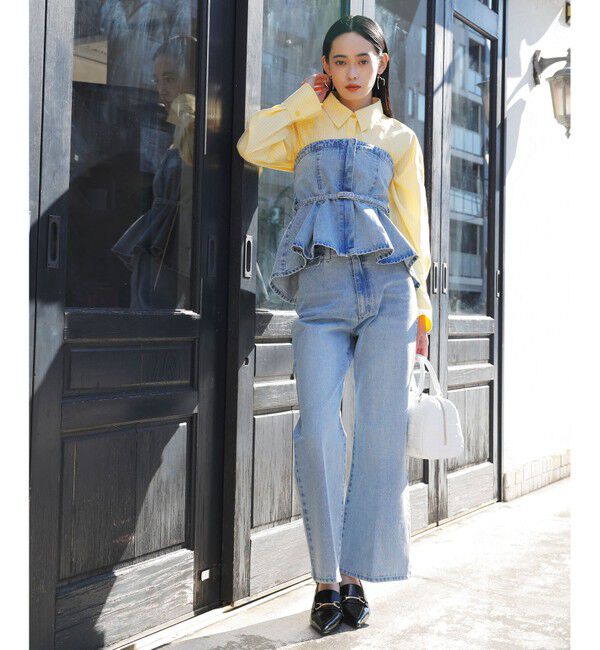 VIS「【洗える】デニムフレアベアトップ」|キャミソール|