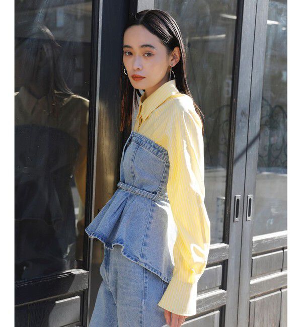 VIS「【洗える】デニムフレアベアトップ」|キャミソール|