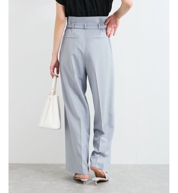 VIS「【新色追加】【防シワ/接触冷感】ベルトディテールタックワイドスラックスパンツ」|スラックス|