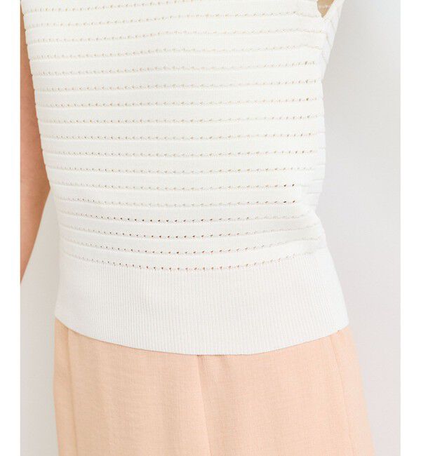 VIS「スキッパーフレンチスリーブアイレットニット」|ニット・セーター|