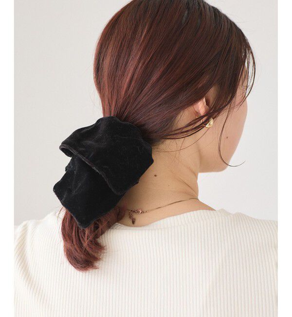 VIS「スクエアベロアシュシュ」|ヘアゴム・シュシュ|ブラック(01)