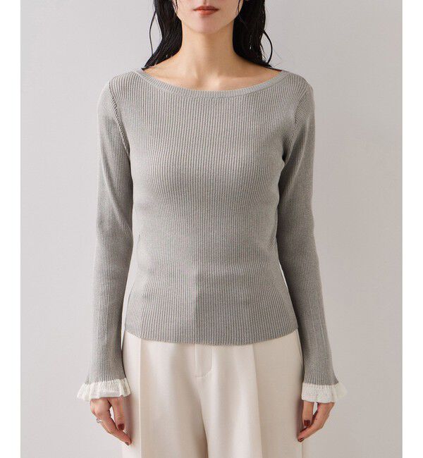 VIS「袖口レース編みニットプルオーバー」|ニット・セーター|