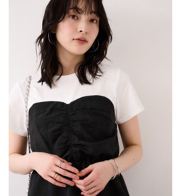 VIS「【WEB限定】美easyリネンライクシャーリングビスチェドッキングトップス/イージーケア・接触冷感」|Tシャツ・カットソー|