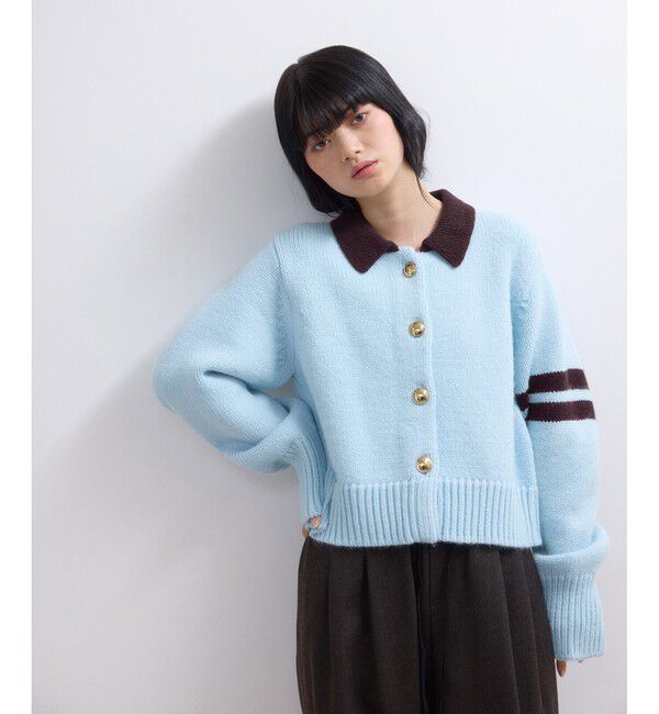 ADAM ET ROPE'「【WEB限定】ポロニットカーディガン」|カーディガン|サックス(48)