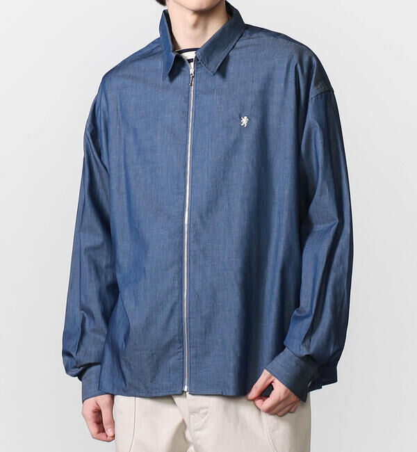 GYMPHLEX「Gymphlex | インディゴツイル 長袖ジップシャツ MEN」|シャツ・ブラウス|INDIGO