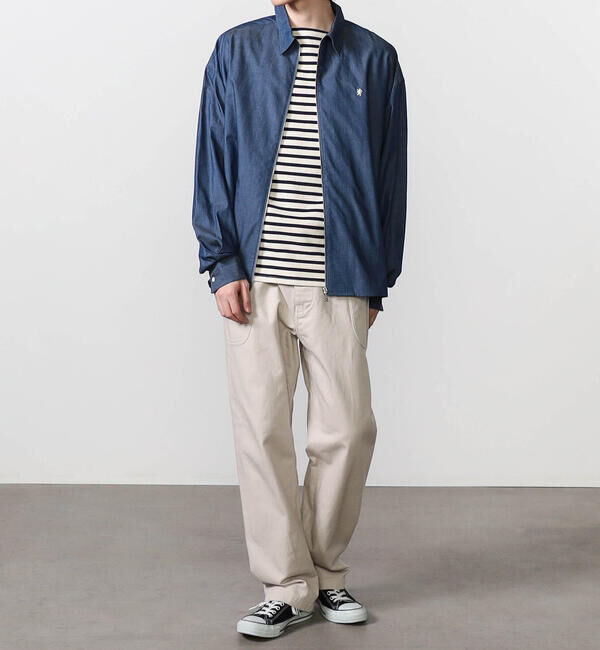 GYMPHLEX「Gymphlex | インディゴツイル 長袖ジップシャツ MEN」|シャツ・ブラウス|