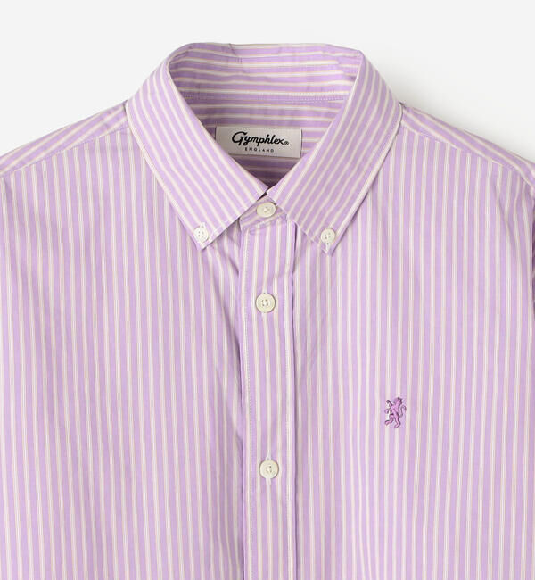 GYMPHLEX「Gymphlex | タイプライター ショートボタンダウンシャツ STRIPE WOMEN」|シャツ・ブラウス|