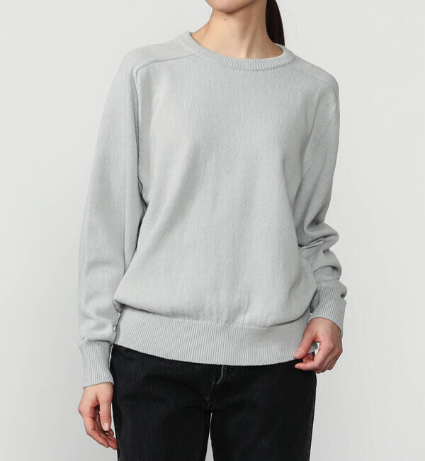 Morris & Sons「MORRIS & SONS | コットン サドルショルダーニット WOMEN」|ニット・セーター|GREY