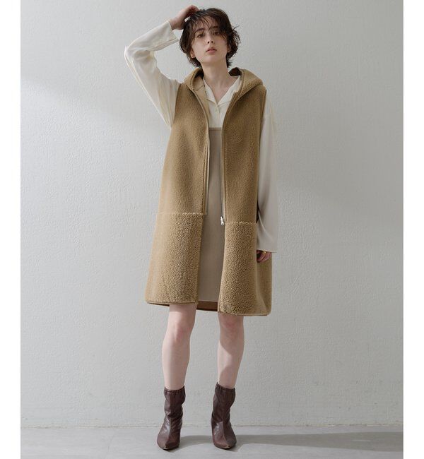 THE PAUSE「【THE PAUSE】ボアフードロングジレ」|ベスト・ジレ|