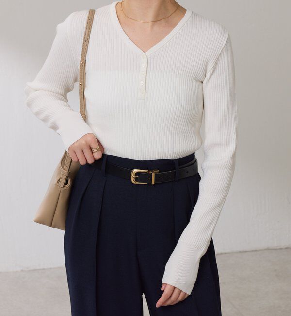 「ヘンリーネックVニット」|ニット・セーター|オフホワイト