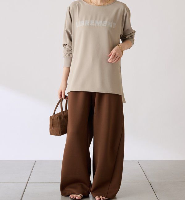  「フロッキーロゴ袖リブロンT/Tブラウス」|Tシャツ・カットソー|