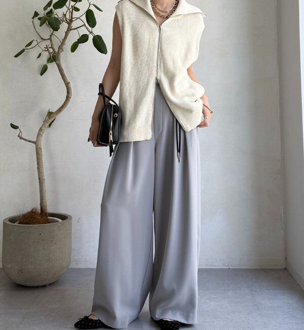  「【累計販売数3万枚突破/23色4サイズ展開！】タックワイドパンツ」|チノ|