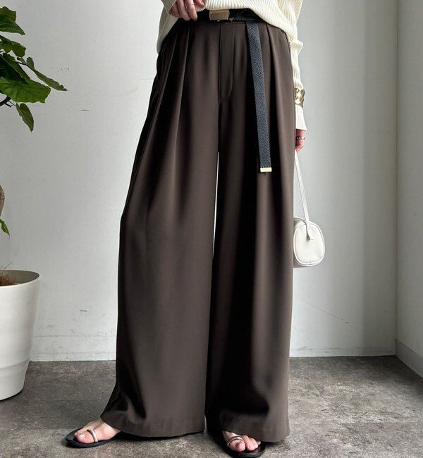  「【累計販売数3万枚突破/23色4サイズ展開！】タックワイドパンツ」|チノ|ブラウンその他1