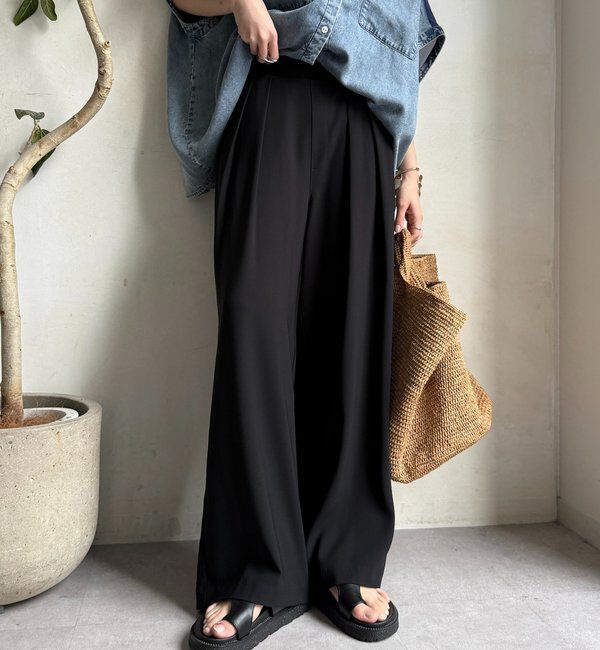  「【累計販売数3万枚突破/23色4サイズ展開！】タックワイドパンツ」|チノ|