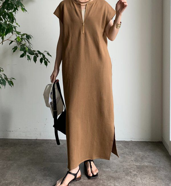  「【SAKURA&times;こっち企画】前後2WAYジップワンピース」|ワンピース|キャメル