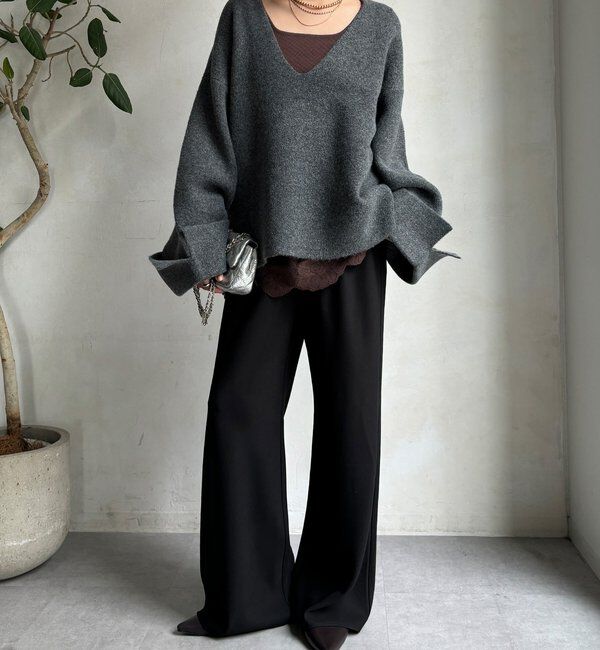 「【WEB限定】深Vワイドスリーブプルオーバー」|ニット・セーター|