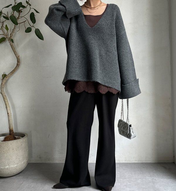  「【WEB限定】深Vワイドスリーブプルオーバー」|ニット・セーター|