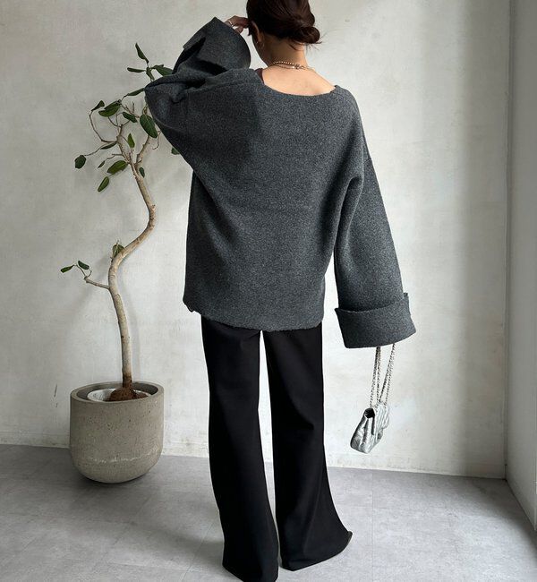  「【WEB限定】深Vワイドスリーブプルオーバー」|ニット・セーター|