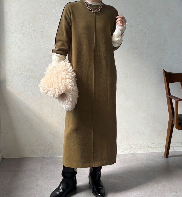  「【WEB限定】ラインデザインミラノリブワンピース」|ワンピース|