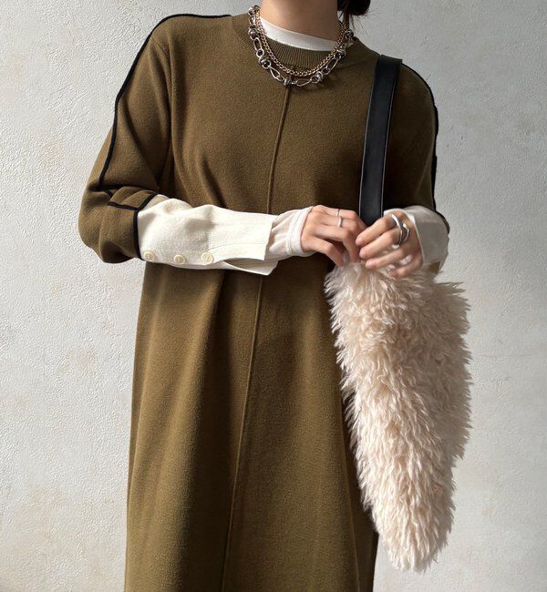  「【WEB限定】ラインデザインミラノリブワンピース」|ワンピース|