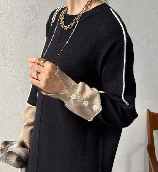  「【WEB限定】ラインデザインミラノリブワンピース」|ワンピース|