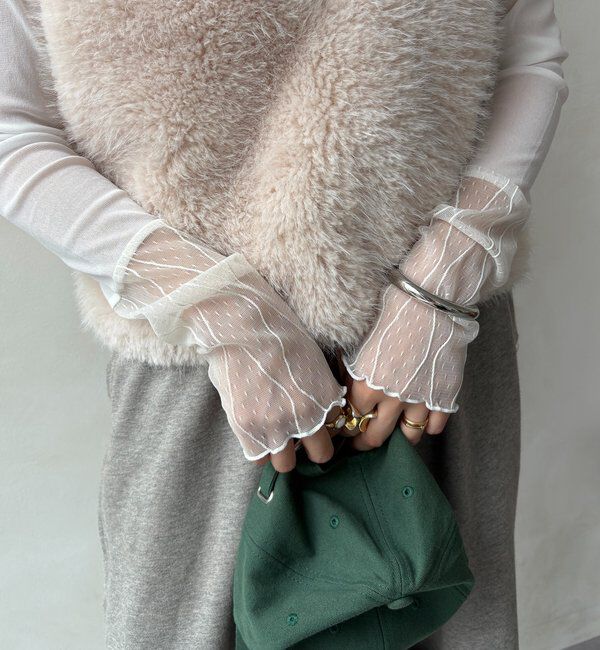  「レースチュール切替シアーTEE」|Tシャツ・カットソー|