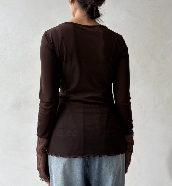  「レースチュール切替シアーTEE」|Tシャツ・カットソー|