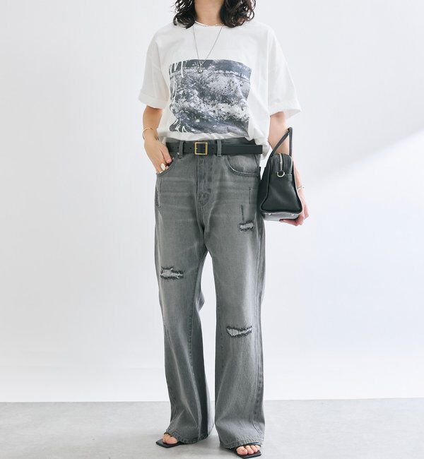  「【MONN.:.(モン)】セミフレアリペアデニム」|デニム|