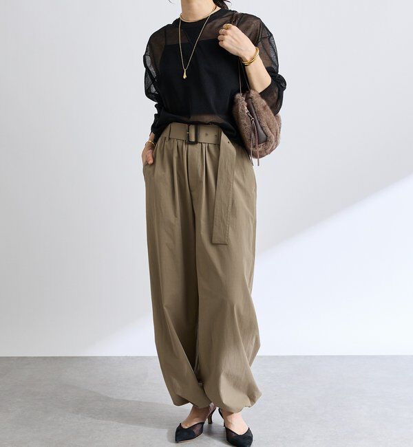  「【こなれ感抜群】ベルテッドワイドパンツ」|チノ|