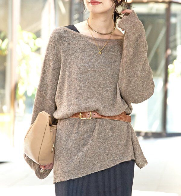  「【リニューアル】2wayスパングルシアーニット」|ニット・セーター|モカ