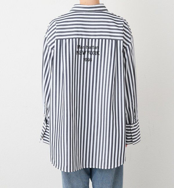  「【遊び心満載】バックプリント2WAYストライプシャツ」|シャツ・ブラウス|