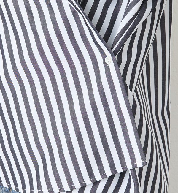  「【遊び心満載】バックプリント2WAYストライプシャツ」|シャツ・ブラウス|