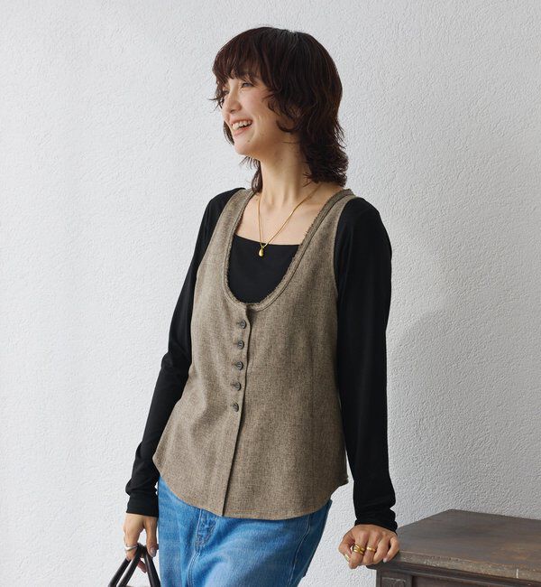  「【セットアップ対応可】ウーリーツイルジレ」|ベスト・ジレ|