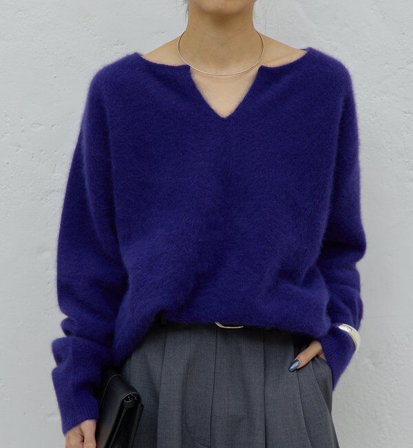 「【デコルテ美人ニット】ファーウールキーネックニット」|ニット・セーター|