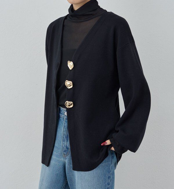  「ビジューVネックカーディガン」|ニット・セーター|