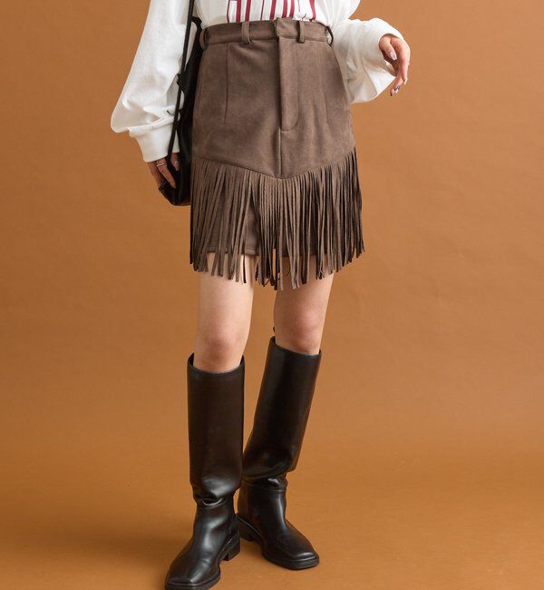  「フェイクスウェードフリンジスカート」|スカート|