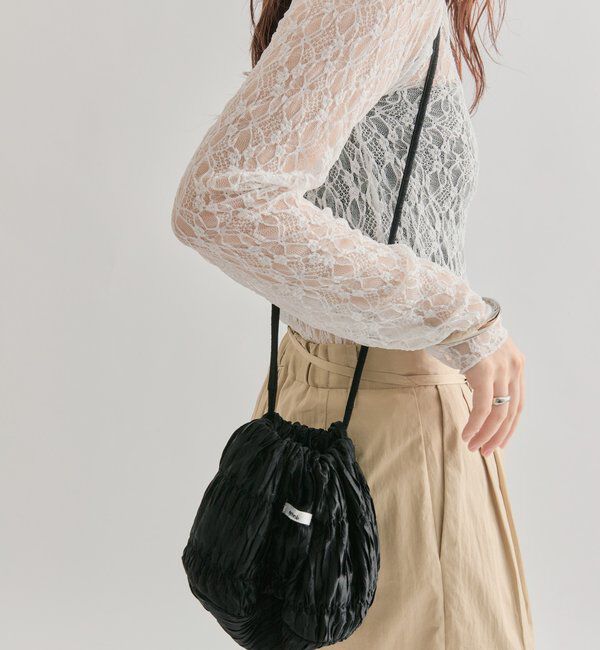  「シャーリングサテンホイップBAG」|トートバッグ|ブラック