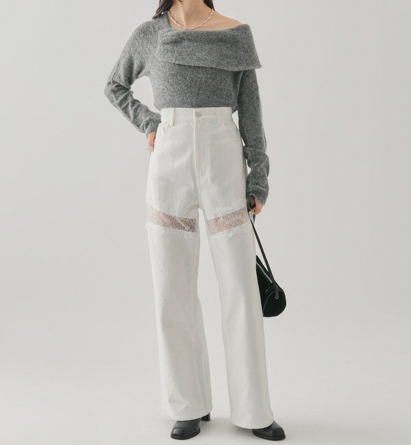  「レース切替デニム」|デニム|