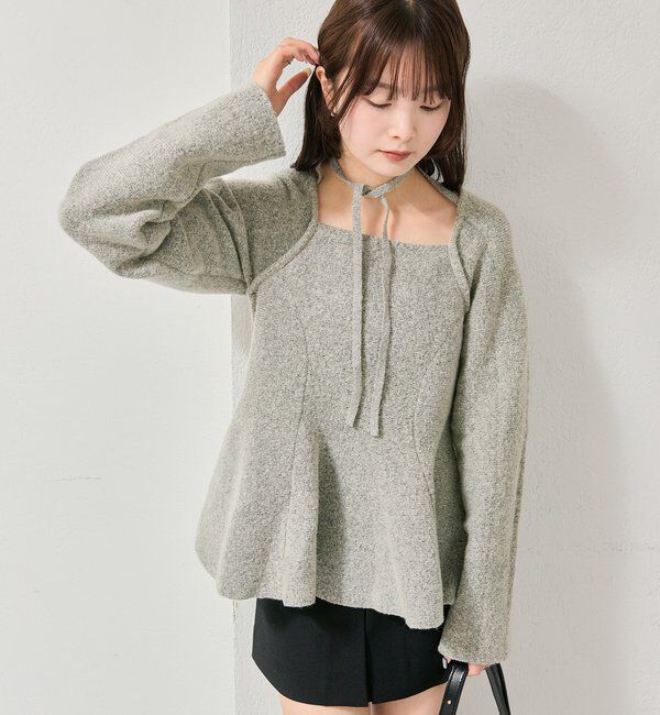  「スクエアネックペプラムニット」|ニット・セーター|
